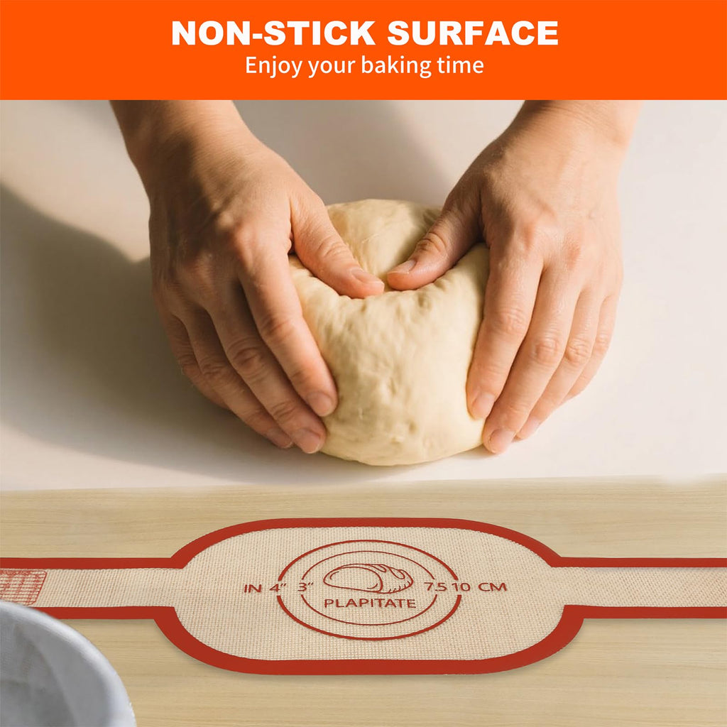 PLAPITATE Silicone Bread Sling Dutch Oven Liner, Non-Stick & Easy Clean Reusable Oval Silicone Bread Sling Baking Mat, Easy to Transfer Sourdough Bread - 2 Red Set