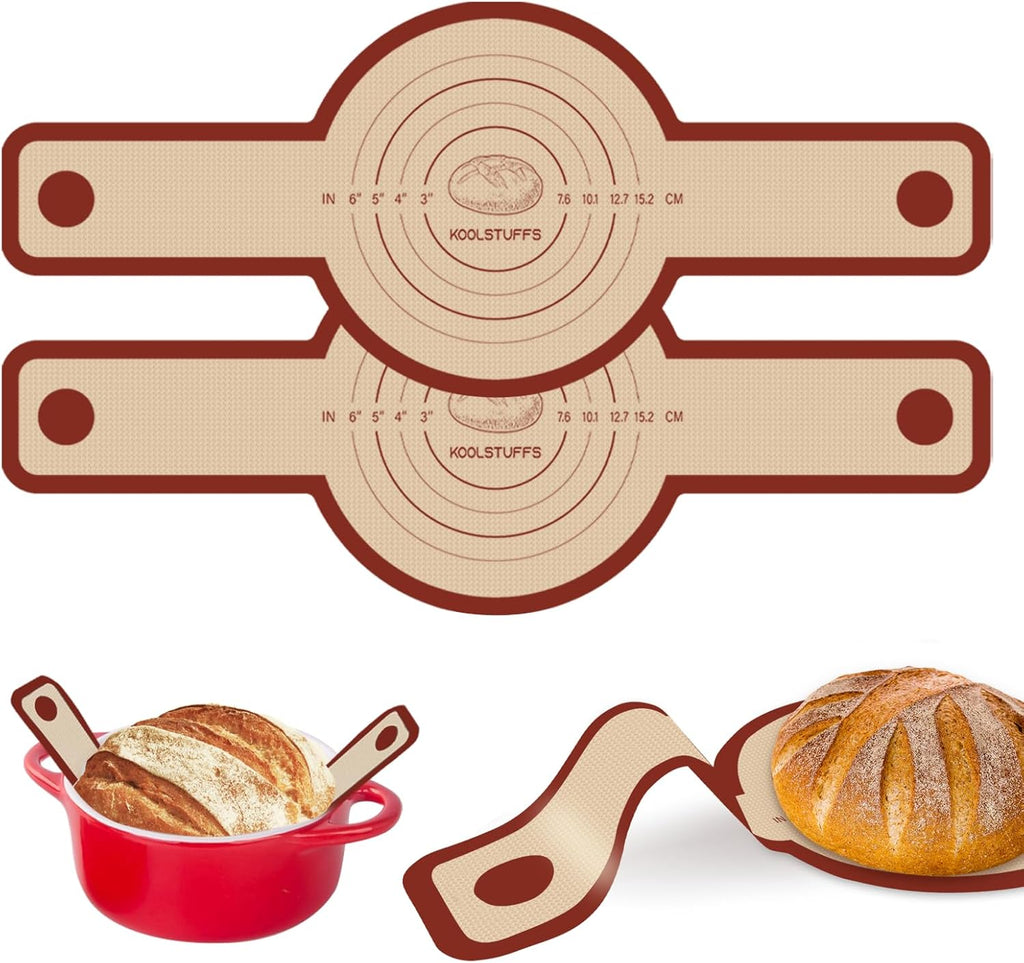 Skiennix Silicone Bread Sling - 2 PCS Non-Stick & Reusable Baking Tool with Extra Long Handles | Red