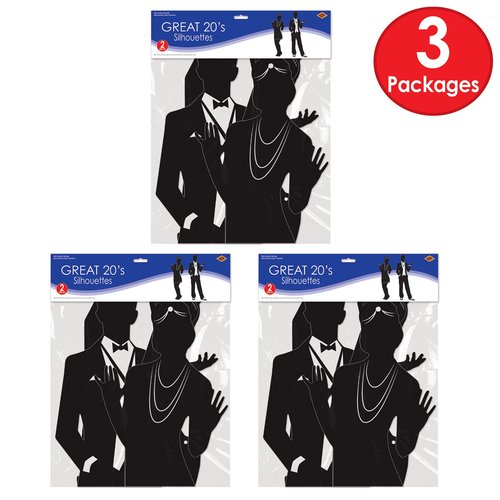 Beistle 6-Piece Roaring 20's Cutouts, Great Gatsby Party Decorations, 20's Theme Décor, Swing Dancer Speakeasy Party Supplies, 37"