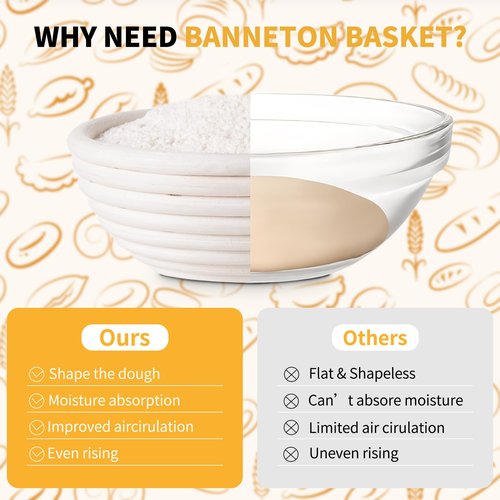 FrutPunch Banneton Bread Proofing Basket Set of 4, with Cloth Lining, Mini Banneton Basket Proofing Baskets for Sourdough Bread Baking 5 Inch, Traditional Sourdough Bread Basket, Home Baking Tools