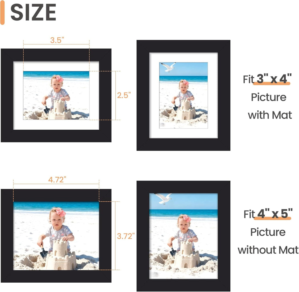 Upsimples 4x5 Picture Frame - Versatile Display for 3x4 or 4x5 Photos | Black, 1 Pack
