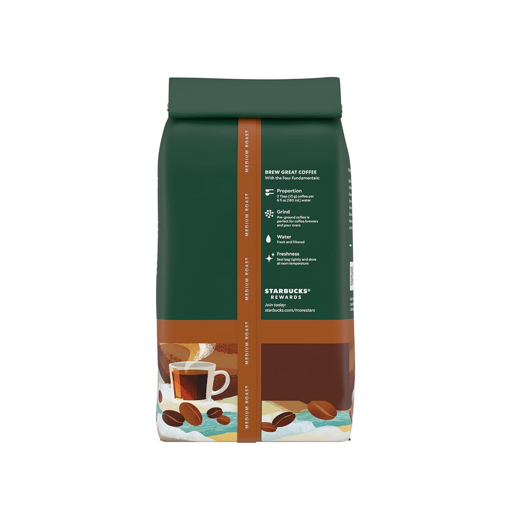 Starbucks Ground Coffee - Medium Roast Breakfast Blend | 100% Arabica, 3 Bags (12 oz Each)