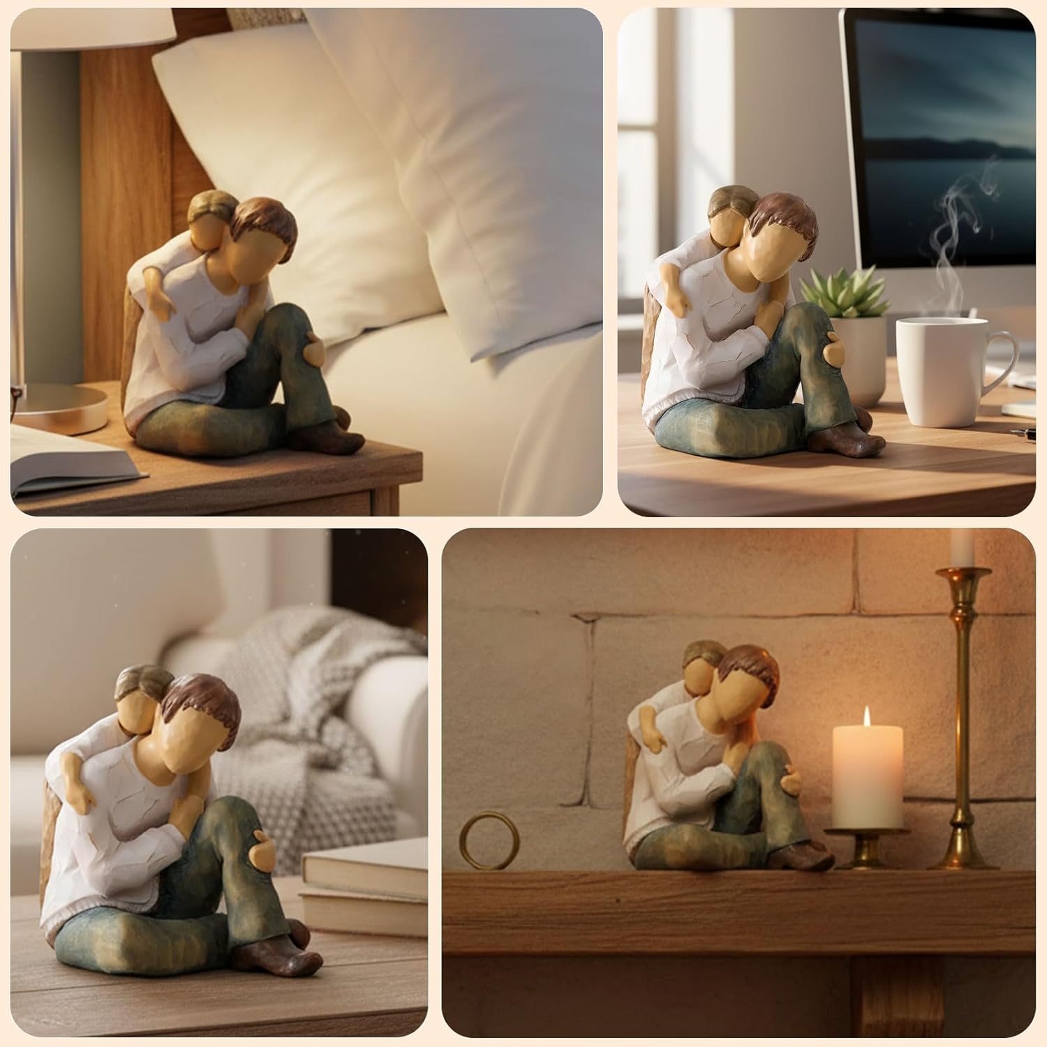 NAN ZAI NAN FANG Father Daughter Figurine - Personalized Resin Sculpture | 4.7" Hand-Painted Gift for Dad