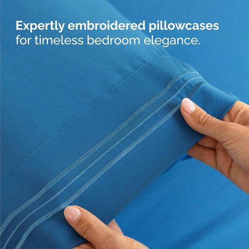 Comfy Twin Size 3-Piece Sheet Set by [Brand Name] - Breathable Cooling Bedding - Deep Pockets, Soft & Wrinkle-Free - Denim Blue