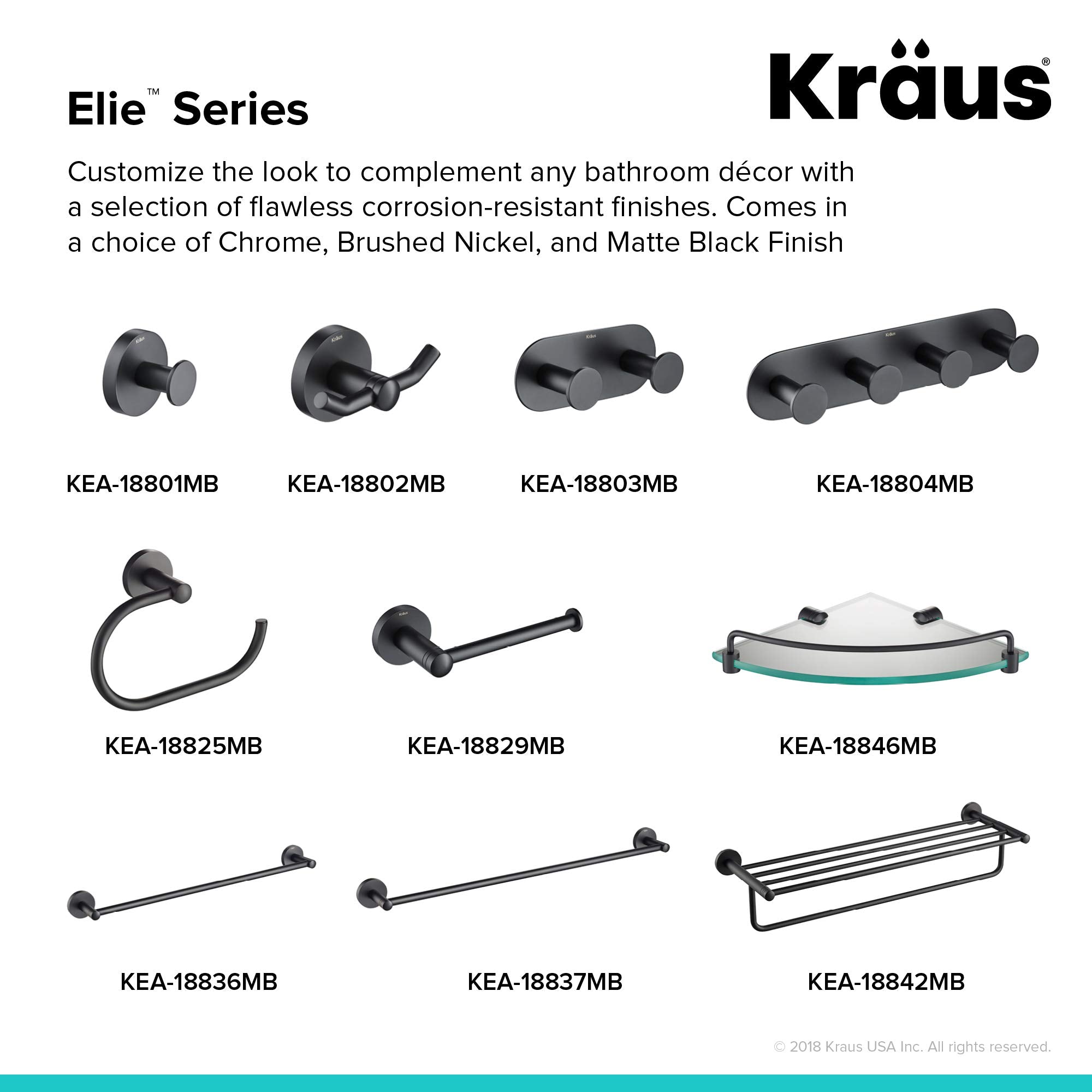 KRAUS Elie 24-inch Bathroom Towel Bar, Matte Black Finish, KEA-18837MB