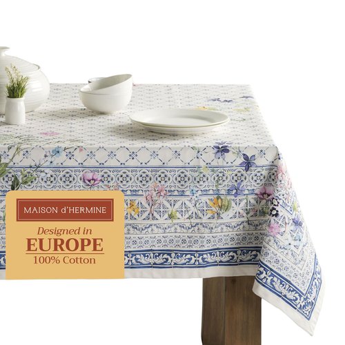 Maison d' Hermine Table Cloth Rectangle Table 100% Cotton 70 x 120 Inches Tablecloth Reusable Decorative for Dining Kitchen Room Farmhouse Home Easter Decorations Spring Summer - Faience