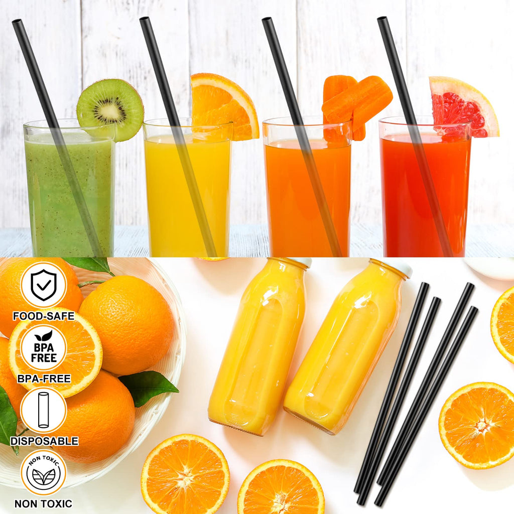Hoolerry 2000 Pcs Disposable Drinking Straws Bulk Long Plastic Straws 8.25" Long and 0.25'' Diameter for Cocktail Drink Cups Juice(Black)