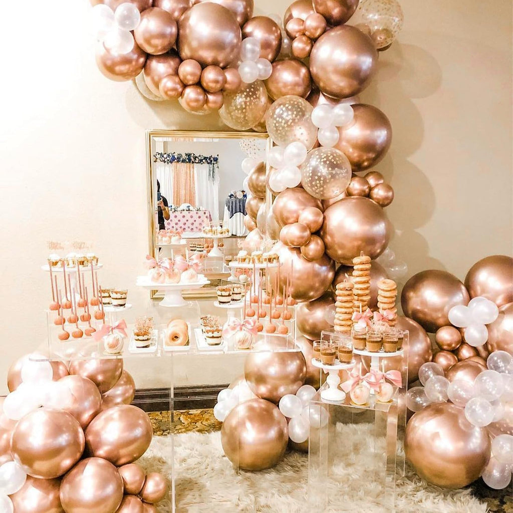 PartyWoo Rose Gold Balloons - 100pcs 12 Inch Metallic Chrome for Weddings & Celebrations
