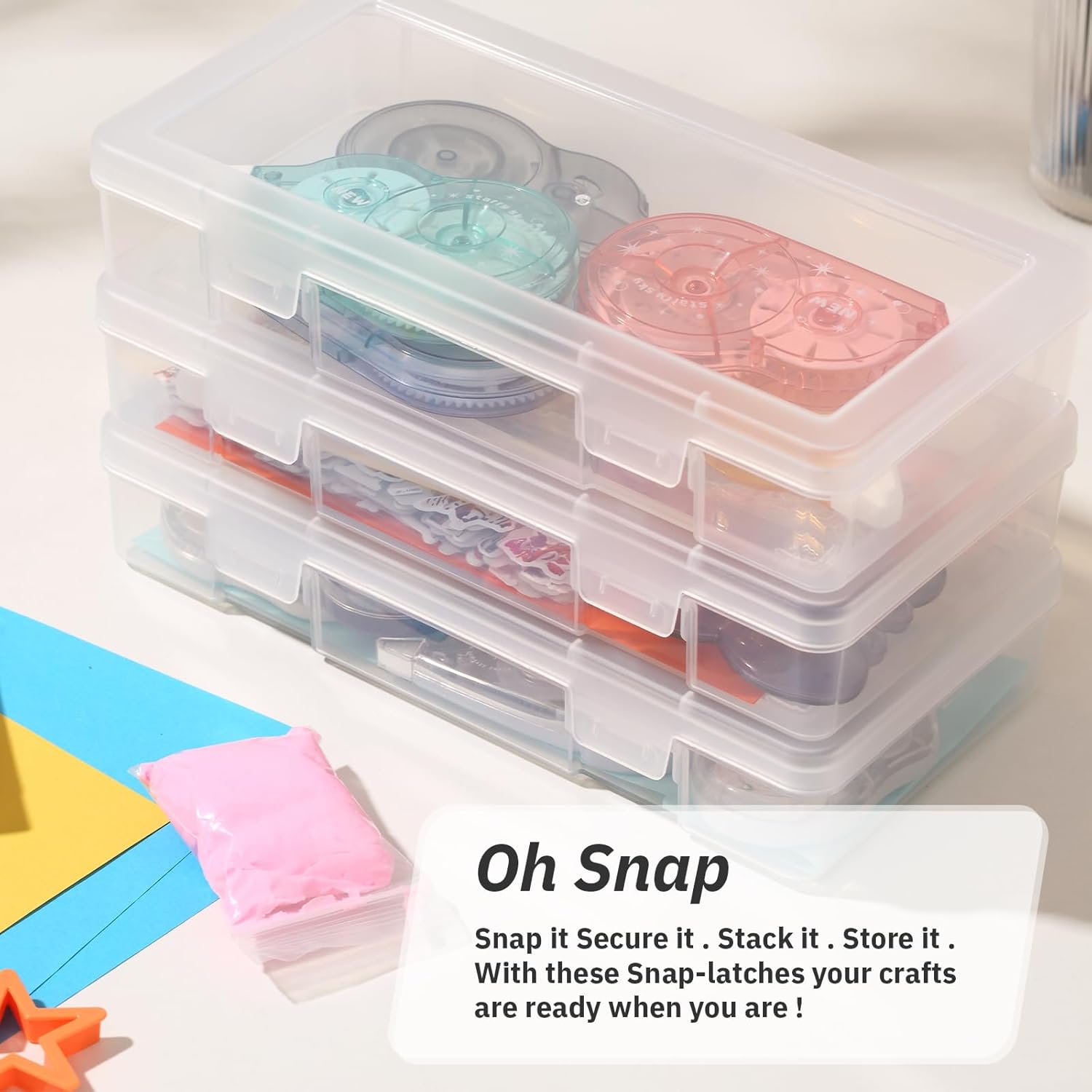 Novelinks Plastic Storage Bins - Stackable Mini Clear Organizers with Lids | 9 Pack for Pencils & Crafts
