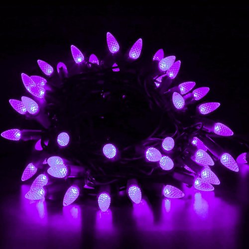 FOMOMDI C3 Outdoor Christmas Lights, 18Ft 50 LED Commercial Grade String Lights for Patio Garden Home Halloween Xmas Tree Holiday Indoor Decoration (1, Purple)