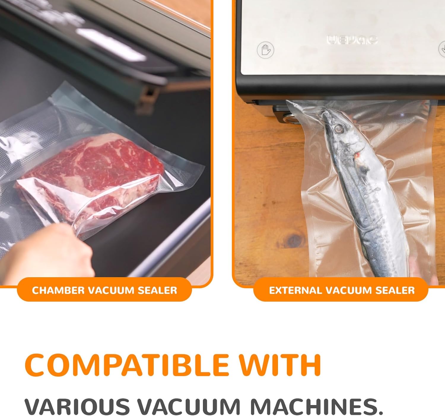 Wevac Food Vacuum Seal Roll - 8” x 150’ BPA-Free Bags with Cutter for Meal Prep & Storage
