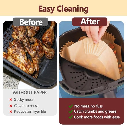 10 Inch Air Fryer Liners by [Brand Name] - 250PCS Heat Resistant Non-Stick Parchment Paper | Unbleached for Baking & Roasting