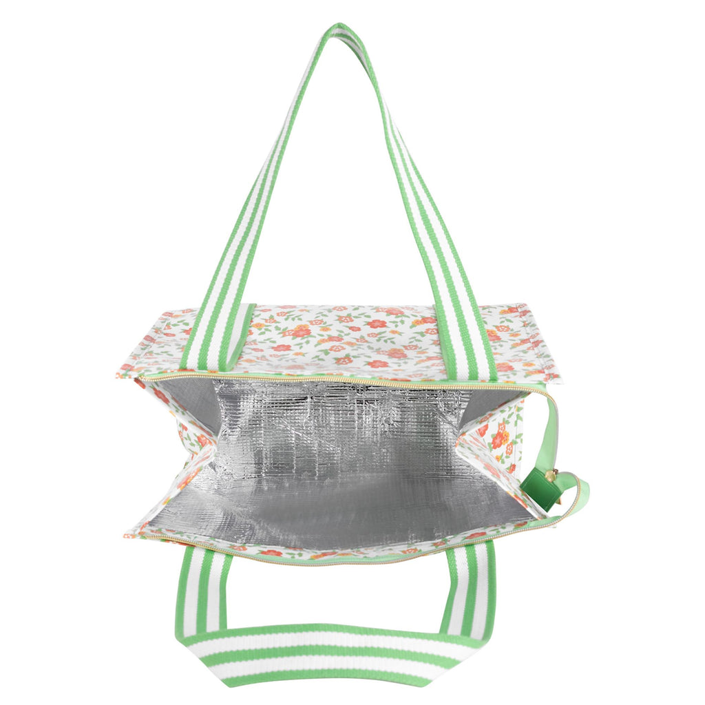 Martha Stewart Large Lunch Bag, Insulated Lunch Box for Women, Small, Water-Resistant with Comfortable Carry Straps, Small Cooler Measures 14" x 8" x 10", Floral Cloud Dancer