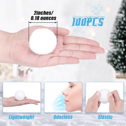 Fovths 100 Pack Snow Toy Balls - 2 Inch Realistic Fake Snowballs for Indoor & Outdoor Fun