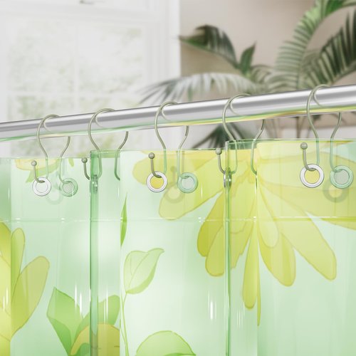 AmazerBath Shower Curtain Hooks Sage Green Shower Curtain Rings, Simple Double Hook Shower Curtain Hooks Rust Proof, Smooth Sturdy Metal Shower Hooks for Shower Curtain Rod, 12 Pcs Shower Rod Hooks