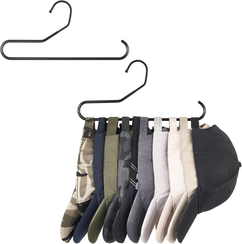 Mkono Hat Organizer - Metal Rack for Baseball Caps | Set of 2 Hangers Holds 20 Caps, Black