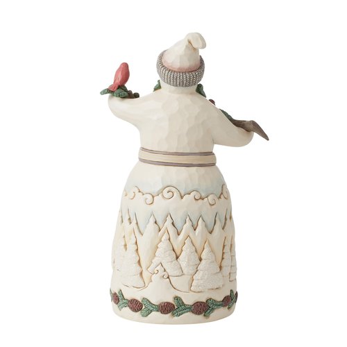 Enesco Jim Shore Heartwood Creek White Woodland Snowman with Pine Garland Figurine- Resin Hand Painted Crafted Collectible Decorative Figurines Christmas Home Decor Sculpture Statue Gift, 9.2 Inch
