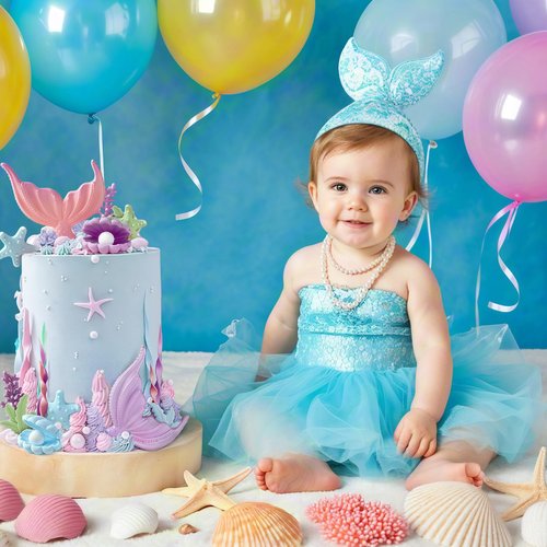 21pcs Mermaid Cake Topper - Mermaid Tail Cake Decorations with Seaweed Shells Starfish Coralal Under the Sea Cake Decorations for Birthday Party Decorations (Pink Purple)