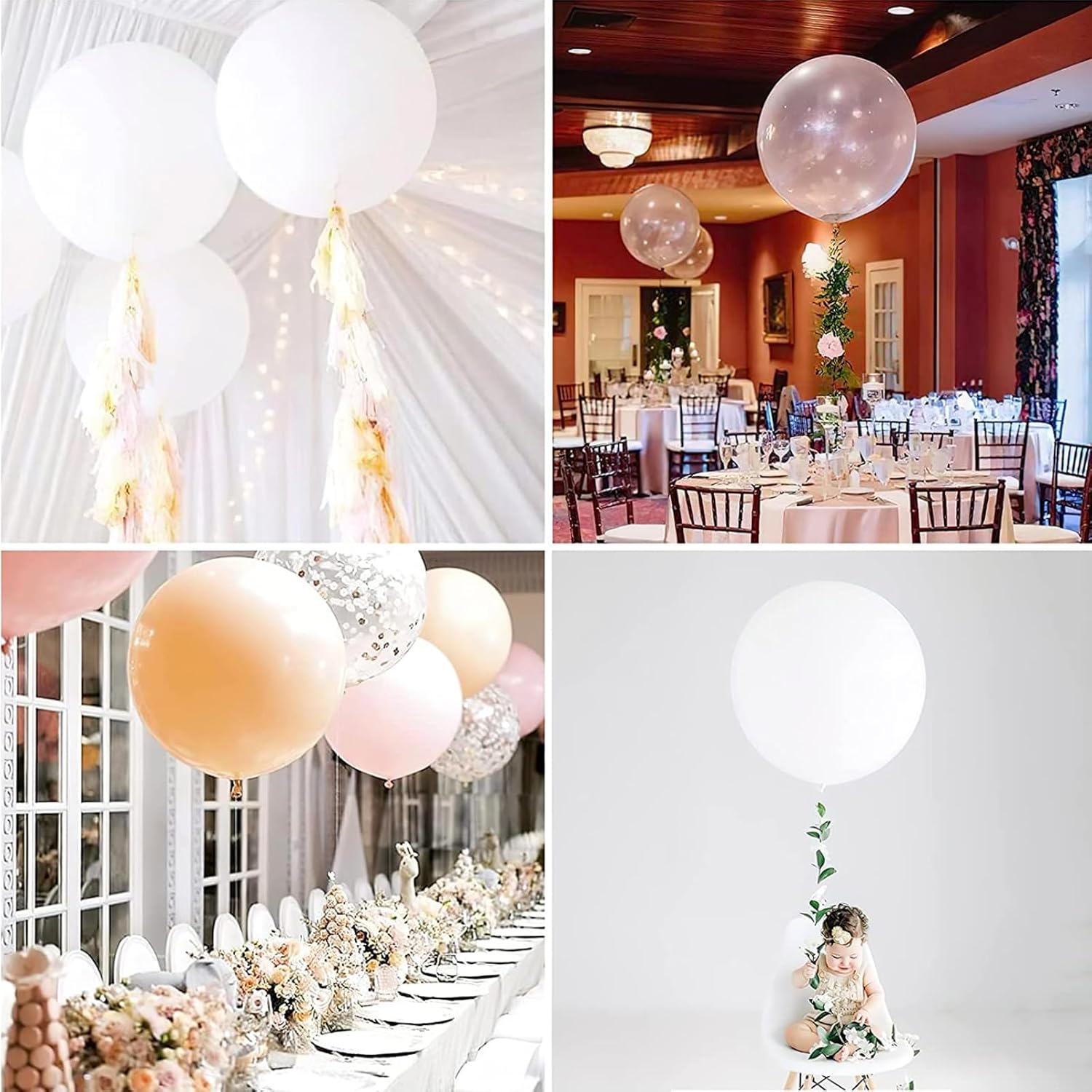 PartyWoo Clear Balloons - 36 Inch Transparent Latex Helium Balloons for Events & Celebrations