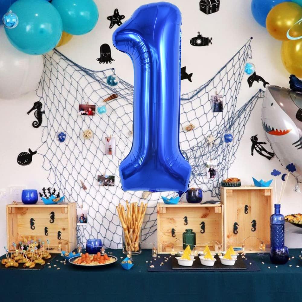 TONIFUL 40-Inch Navy Blue Number 1 Balloon - Large Foil Mylar Decoration for Birthdays & Celebrations