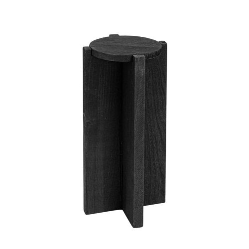 Creative Co-Op Paulownia Wood Round Accent Table, Black