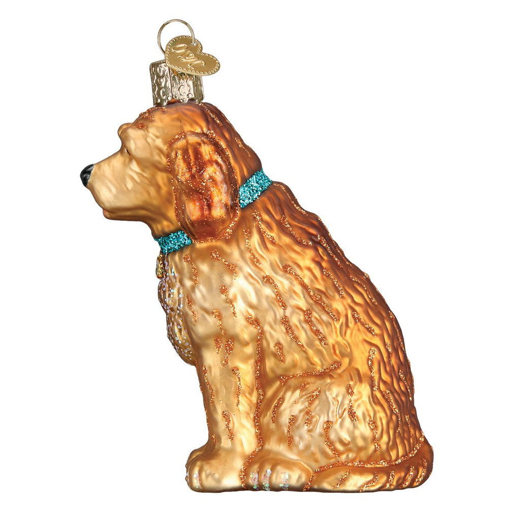 Old World Christmas Irish Doodle Glass Blown Ornament for Christmas Tree, Handcrafted Holiday Decoration, Dog Collection