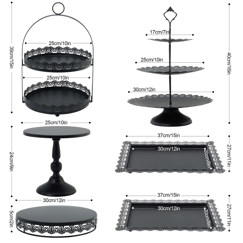 6 Pcs White Cake Stands Set, QENUIITEA Cake Display Pedestal Tiered Cupcake Holder Dessert Plate Serving Tower Tray Decorative for Wedding Birthday Party Baby Shower Celebration