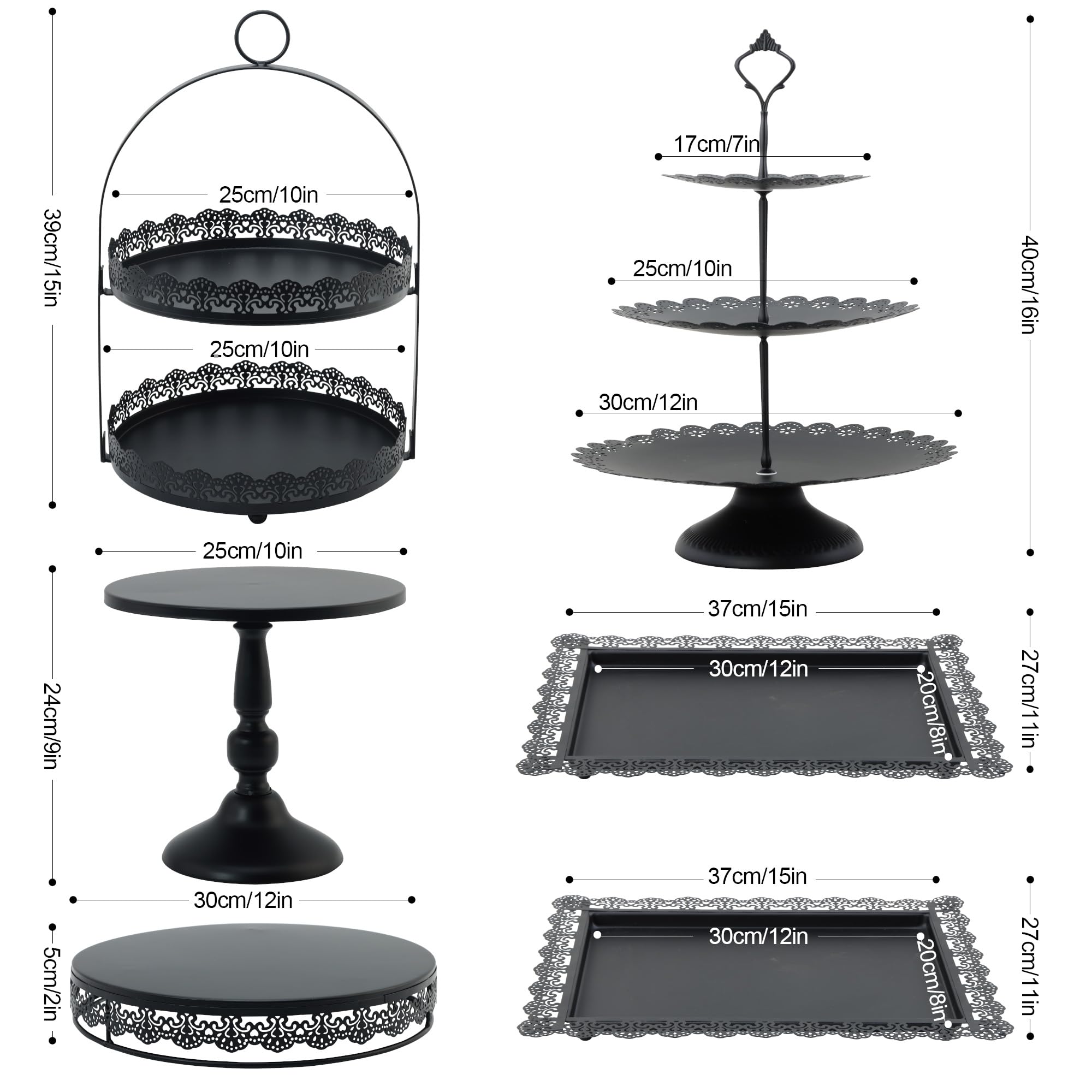 6 Pcs White Cake Stands Set, QENUIITEA Cake Display Pedestal Tiered Cupcake Holder Dessert Plate Serving Tower Tray Decorative for Wedding Birthday Party Baby Shower Celebration