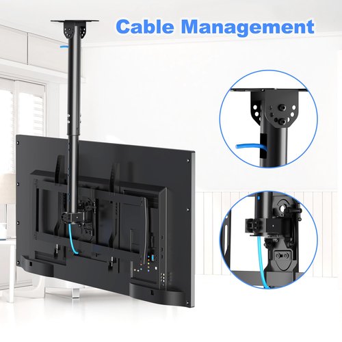 XINLEI Ceiling TV Mount Fits Most 37-75 inch LCD LED Plasma Panel Display with Max VESA 600x400mm Loaded up to 110lbs Swivel and Tilt TV Bracket Height Adjustable MC61A