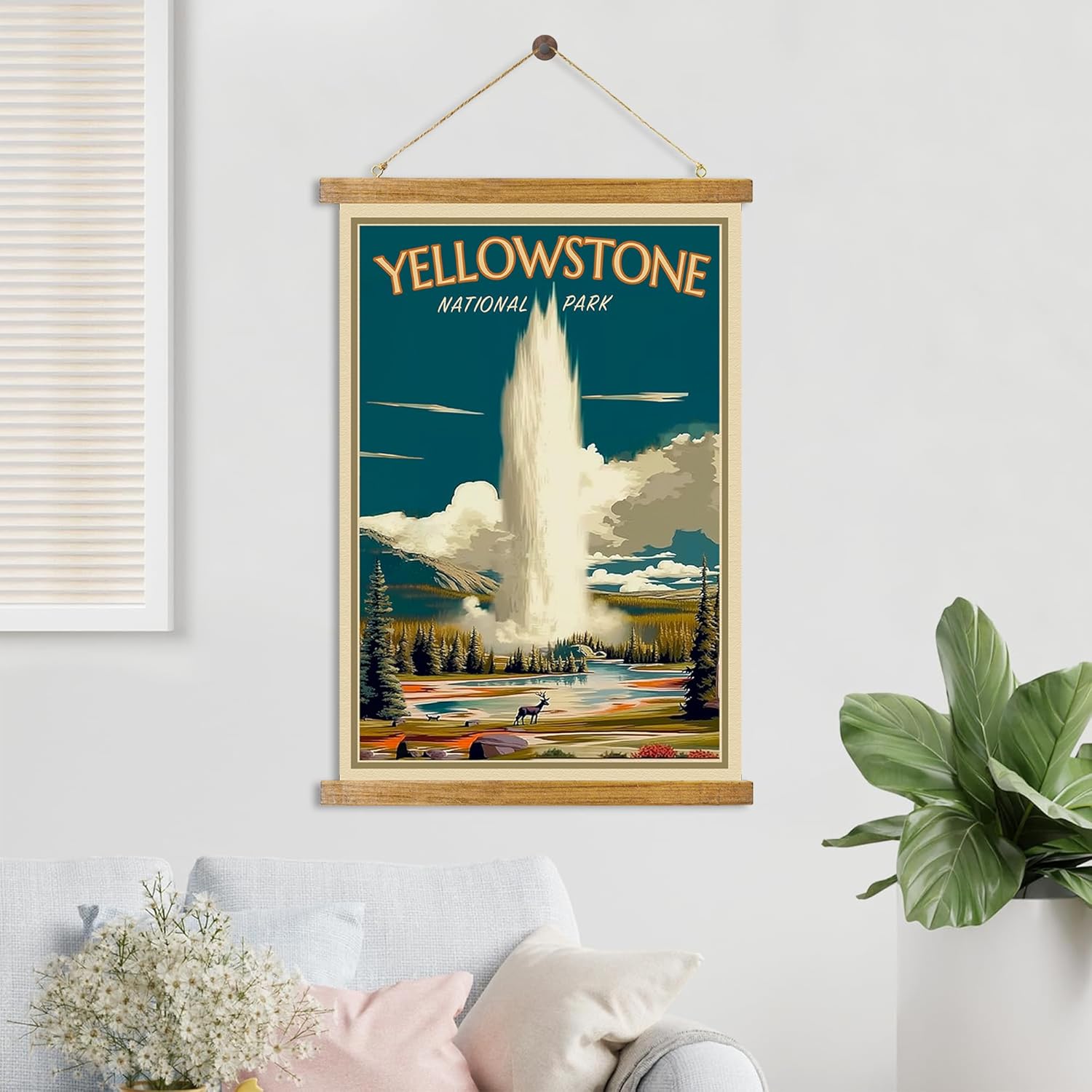 ABoby Vintage Yellowstone National Park Posters - Retro Travel Wall Art for Home & Office - Framed & Ready to Hang