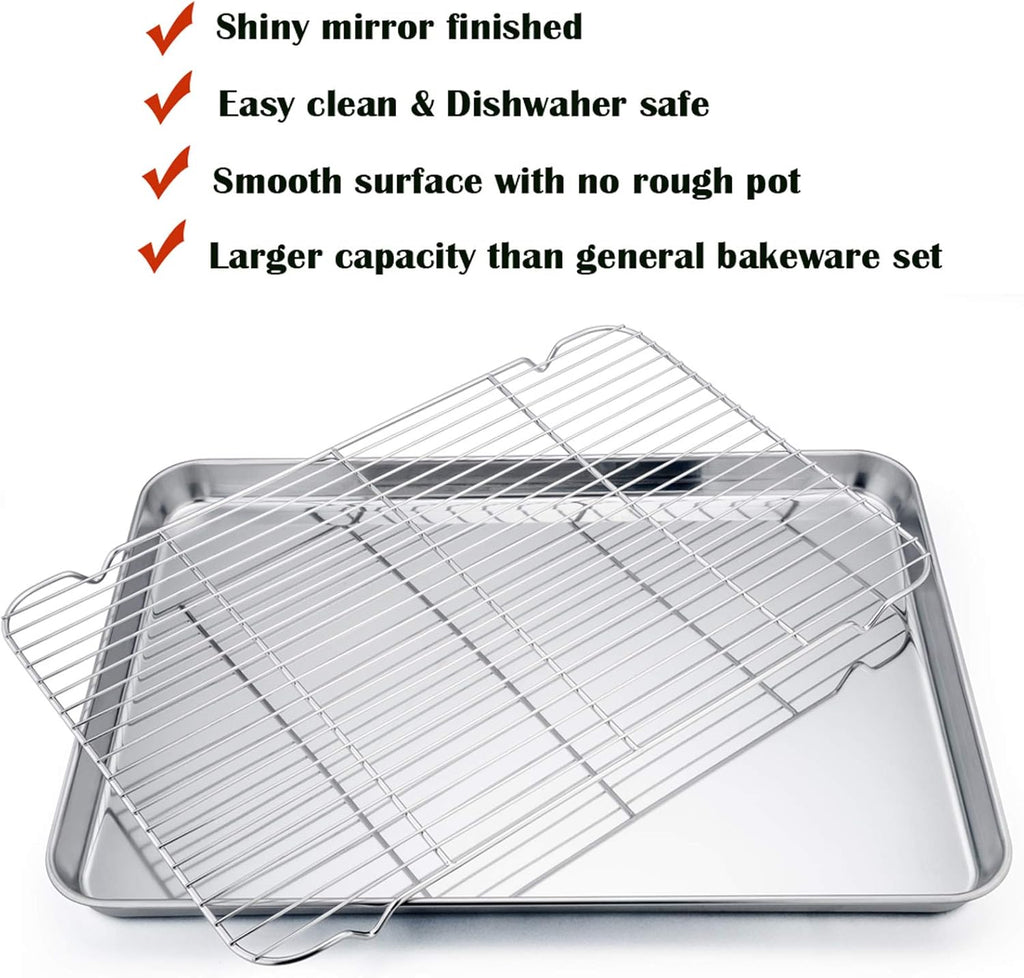 P&P CHEF Stainless Steel Baking Sheet Set - 19.6 Inch Cookie Trays with Cooling Racks | Oven & Dishwasher Safe