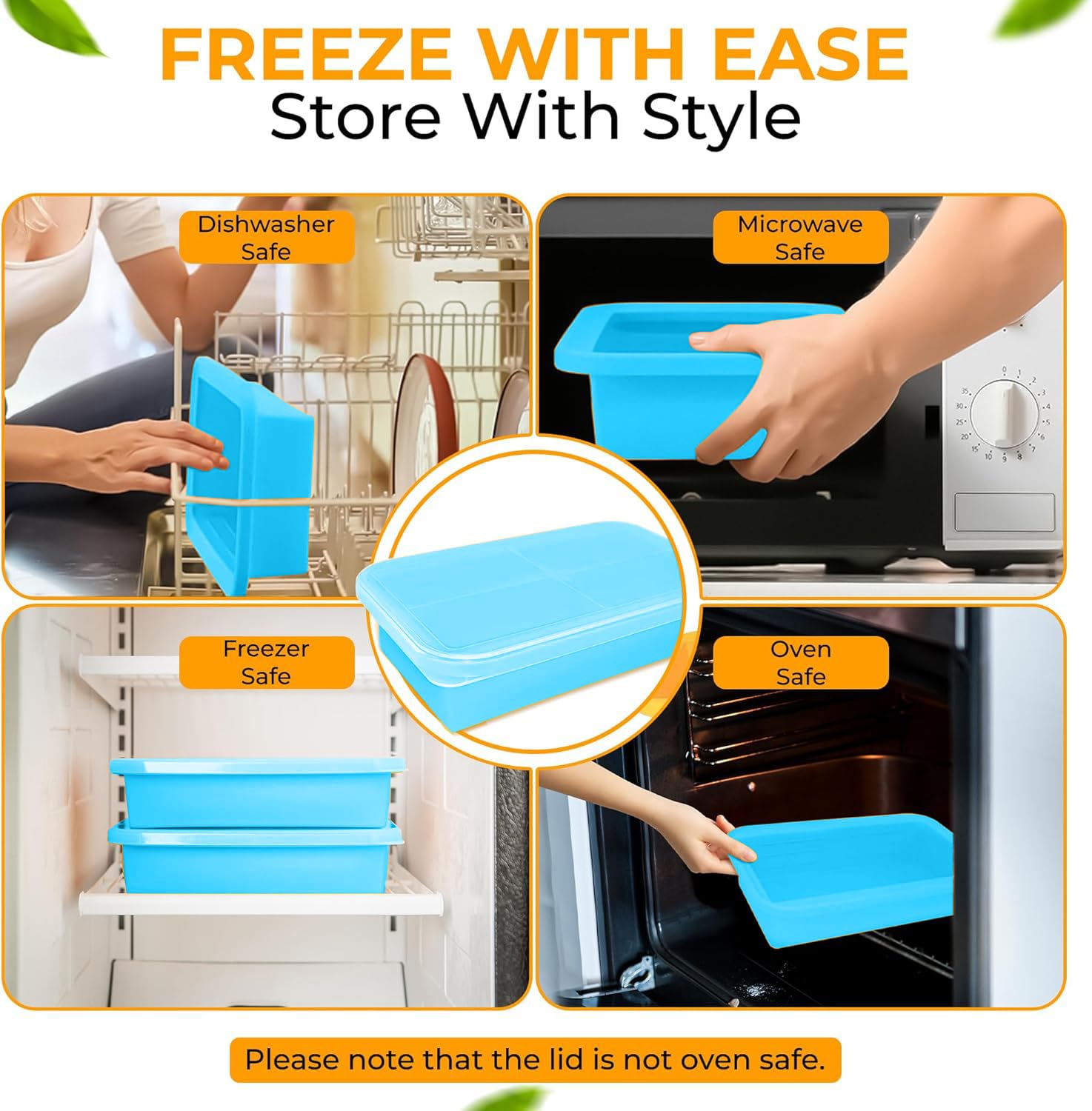 MT.BAY (2 Pack) Large Silicone Freezer Containers For Soup, Pasta Sauce, Leftovers, Broth & More - 6 Cup Reusable BPA Free Non Plastic Food Storage Freezing Ice Trays With Lids & Measurement Lines