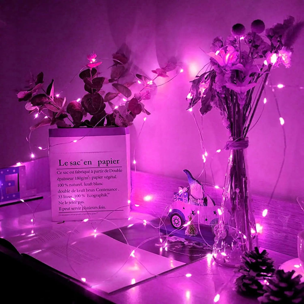 Skiennix 12 Pack Pink Fairy Lights - 7Ft 20 LED Twinkle String Lights | Battery Operated & Waterproof for Weddings, Parties, & Decor