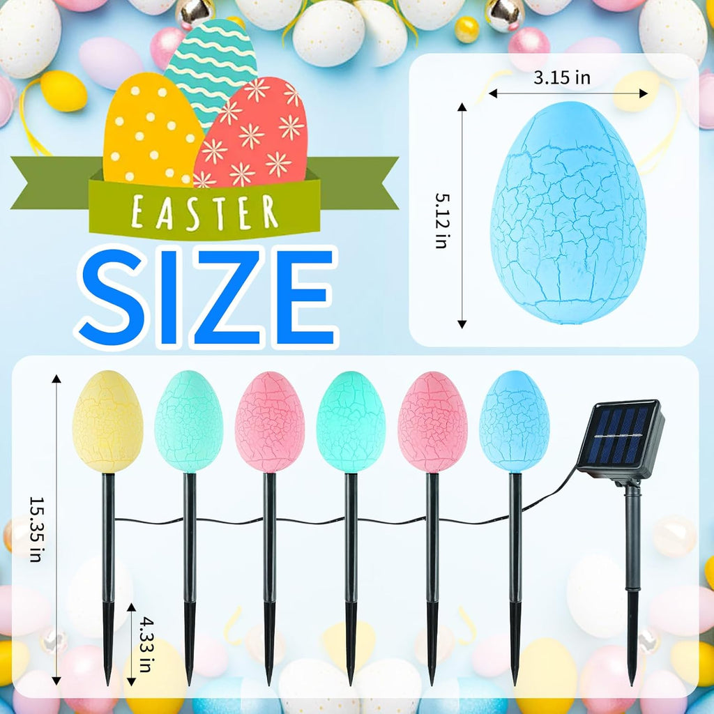 Skiennix Jumbo Solar Easter Egg Lights - 12 Pack Waterproof LED Garden Decor | 8 Auto Modes, IP65 Weatherproof