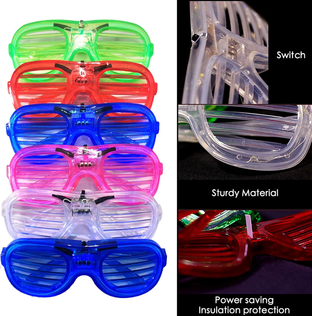 Skiennix LED Glasses - 25 Pack Neon Colors | Glow in the Dark Party Supplies for Kids & Adults