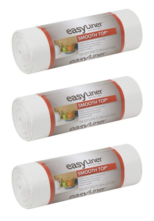 Duck Brand Smooth Top EasyLiner Non-Adhesive Shelf Liner, White, 12-Inch x 20-Foot Roll, 3 Pack