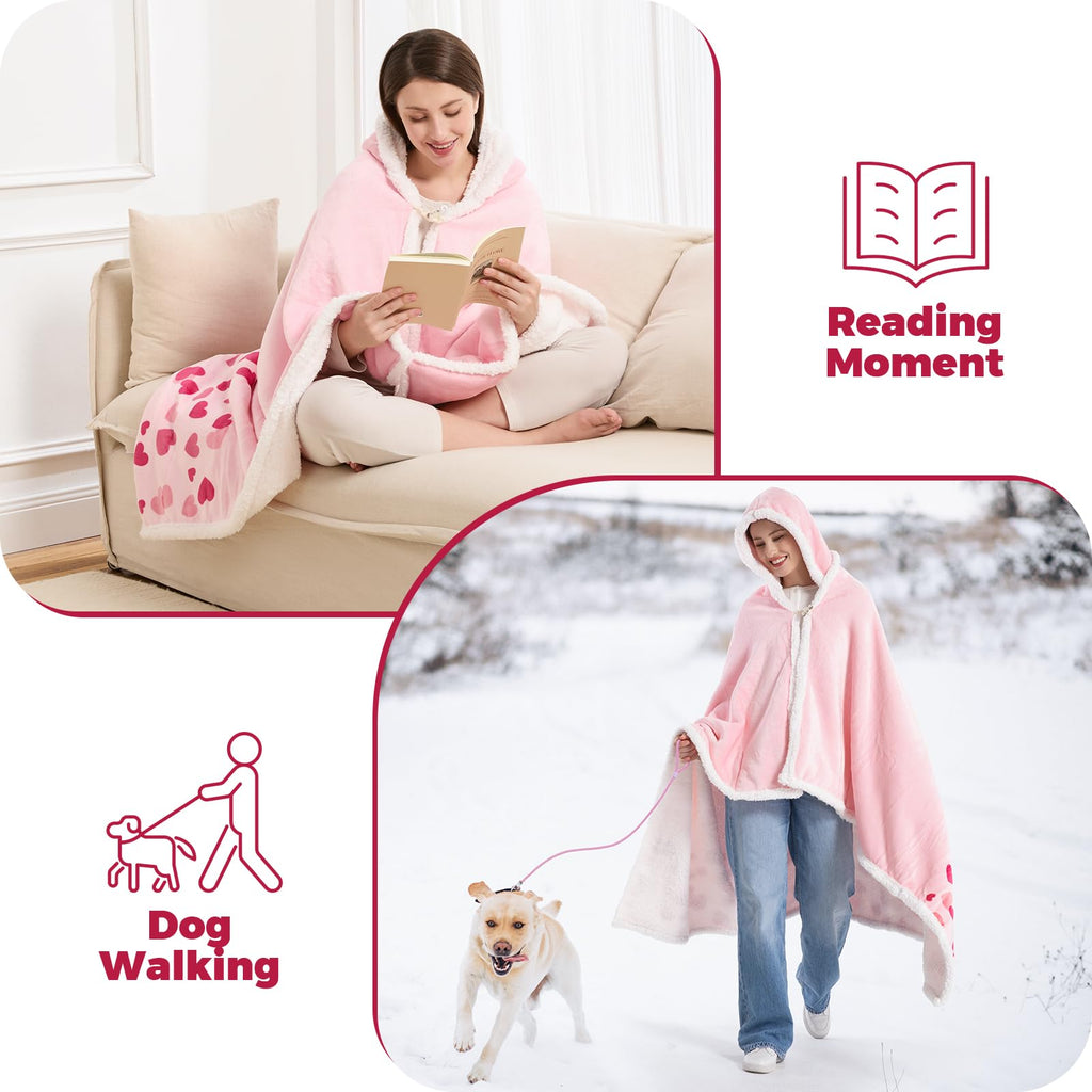 Spoiled Wife Wearable Blanket Hoodie, Valentines Day Gifts for Her Wife Women From Husband, Mothers Day Birthday Anniversary Day Gift Ideas, Throw Blanket for Women Shawl Wraps Poncho Robe, Pink