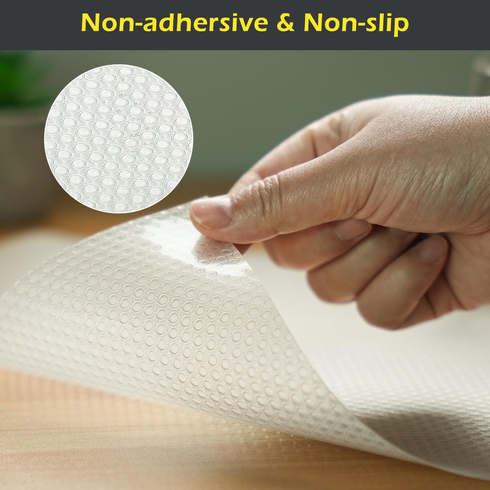 Shelf Liner, Waterproof Refrigerator Liner, Drawer Liners for Kitchen Cabinet, Bathroom Under Sink Mat Non Adhesive Fridge Liner EVA Place Mats Roll - Clear 17.7"×78.7"