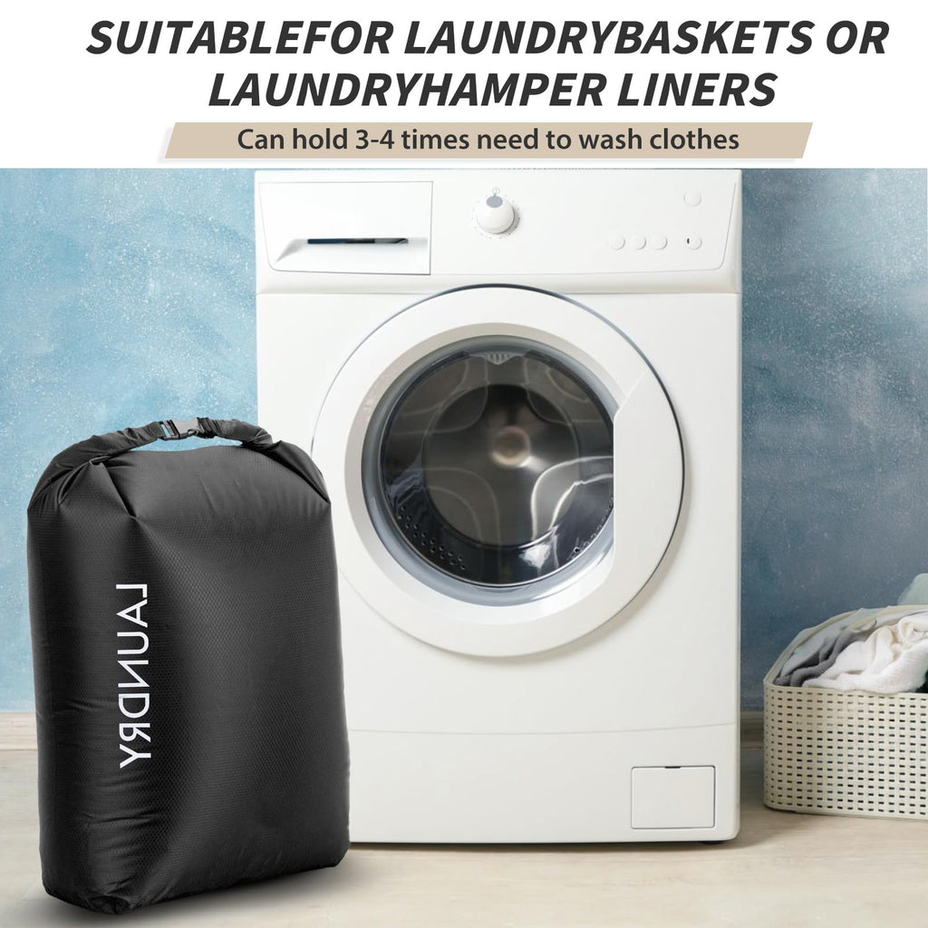 Travel Laundry Bag, Vacuum Compression Dirty Clothes Travel Bag Waterproof Wet Dry Bags Large Capacity Space Saver Bags Reusable Camp Clothes Organizer for Sports College Dorm Laundromat (1 Pcs )Black