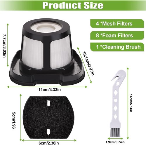 2390A 2284W Filter Replacement Compatible with Bissell Pet Hair Eraser Vacuum filter 2390A 2390 2389 2284W 2579, Compare to Parts # 1614212 1614203 1614204, 4 Mesh Filters and 8 Foam Filters