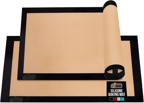 GORILLA GRIP Reusable Nonstick Silicone Baking Mats - 2PK Oven Safe Cookie Sheet Liners | Easy Clean, 11.75x8.25 Black