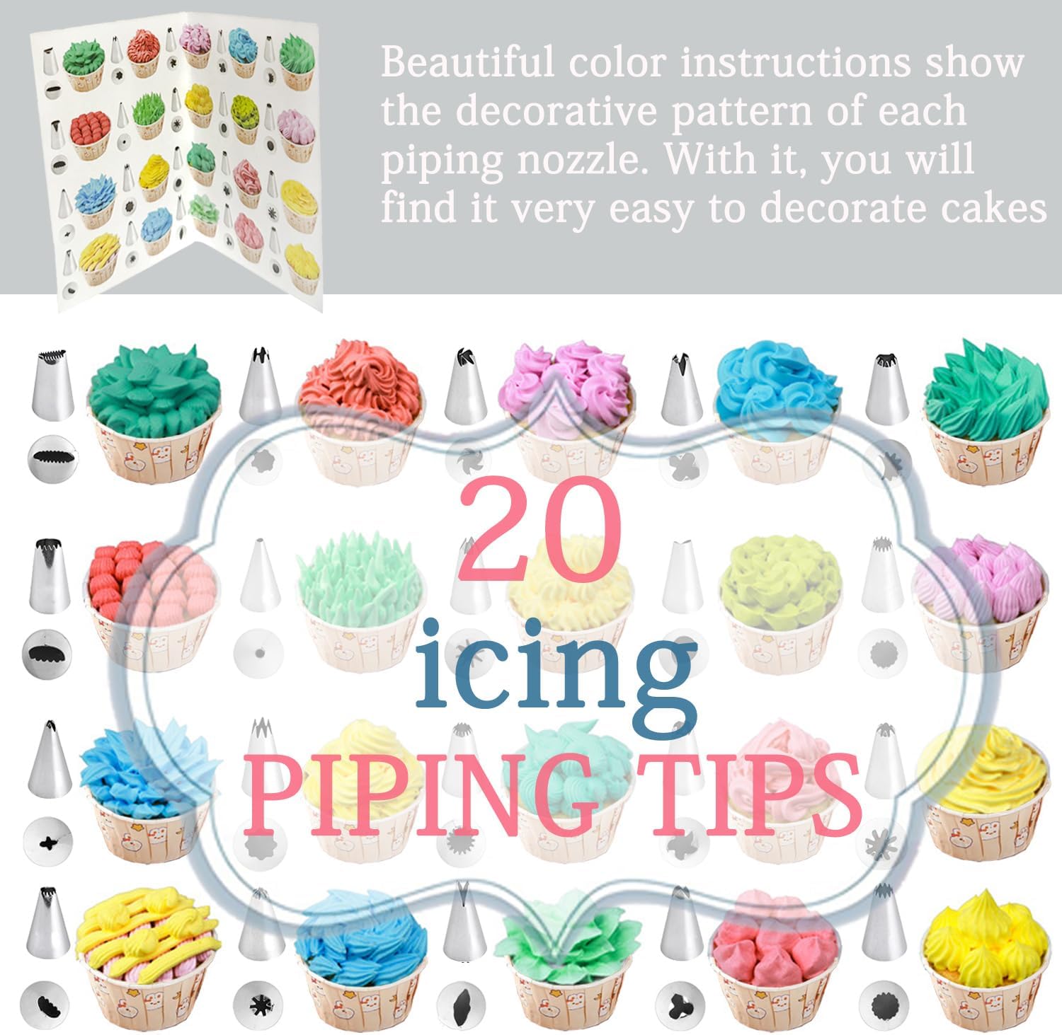 Skiennix Piping Bags and Tips Set - 100PCS Disposable 12-Inch Pastry Bags for Cake Decorating & Frosting