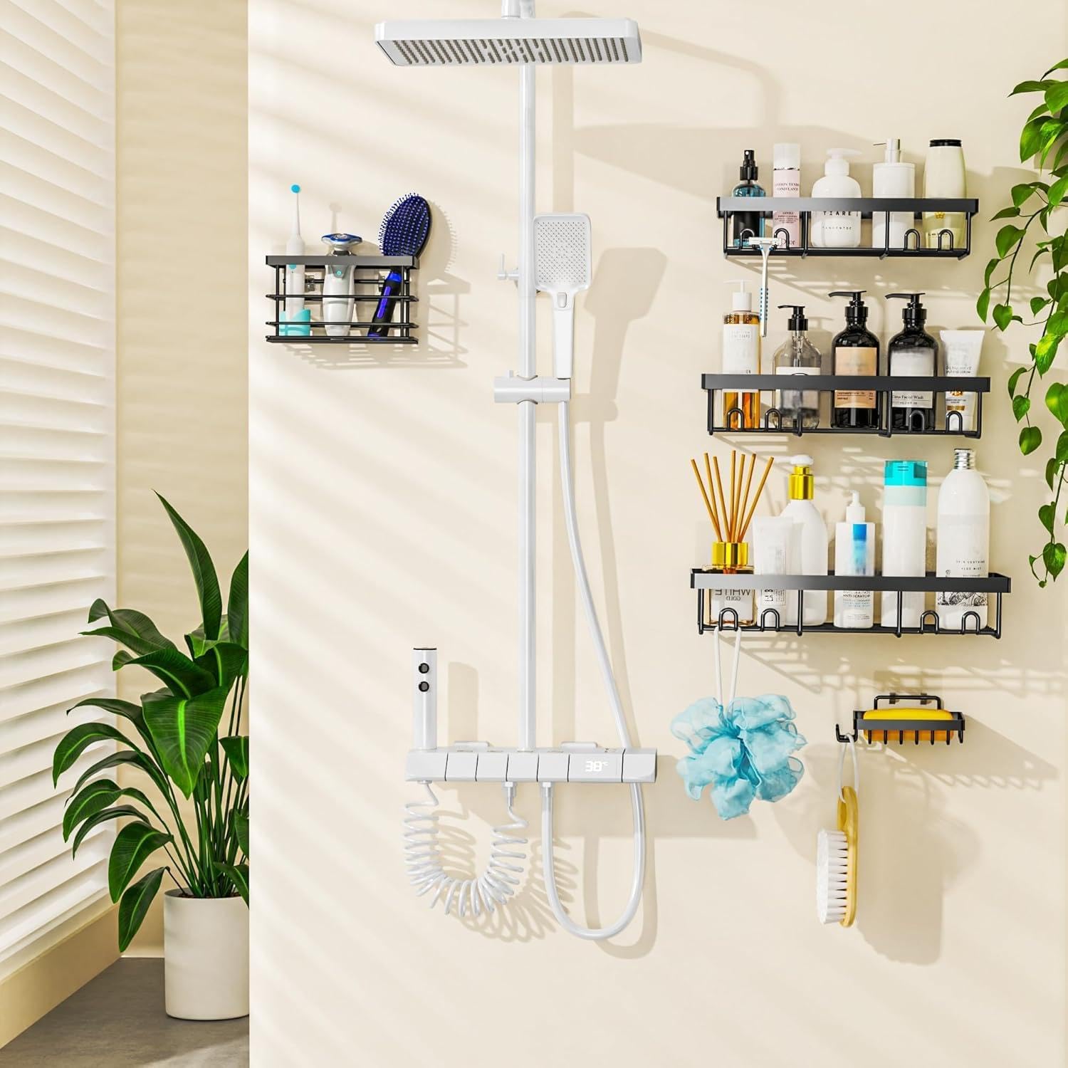 Moforoco Shower Caddy Organizer Shelves - 5 Pack Corner Storage for Bathroom & RV Essentials