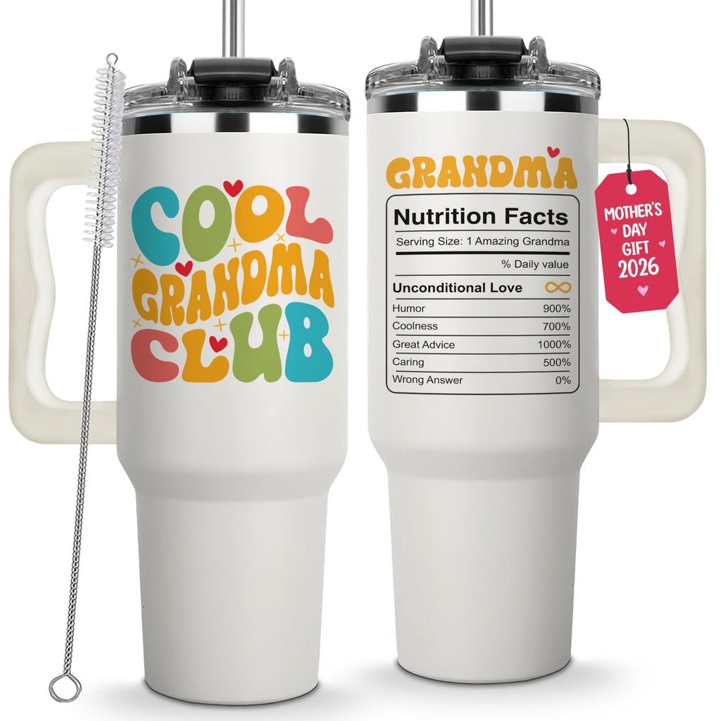 Mothers Day Gifts for Grandma, Cool Grandma Club Tumbler 40Oz - Grandmother Coffee Mugs, Gifts Ideas for Grandmas, Grammy, Granny, Nana, Gigi, Mimi, Mamaw, Grandmy Gift from Granddaughter, Grandson