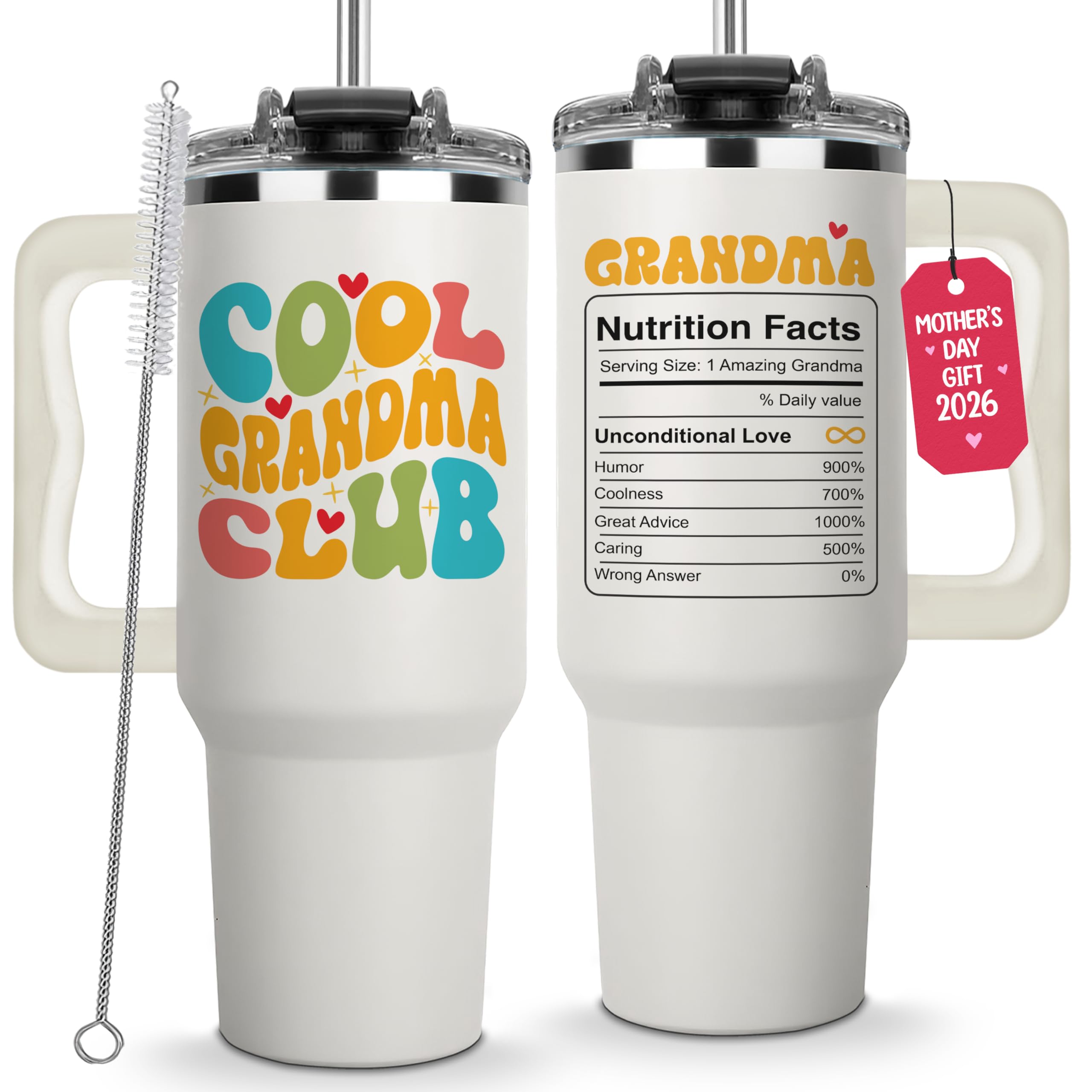 Mothers Day Gifts for Grandma, Cool Grandma Club Tumbler 40Oz - Grandmother Coffee Mugs, Gifts Ideas for Grandmas, Grammy, Granny, Nana, Gigi, Mimi, Mamaw, Grandmy Gift from Granddaughter, Grandson
