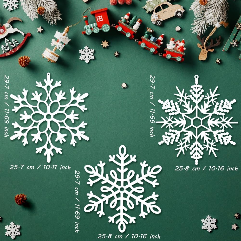 Skiennix Christmas Snowflake Ornaments - Large White Hanging Decorations for Holiday Decor | Set of 6