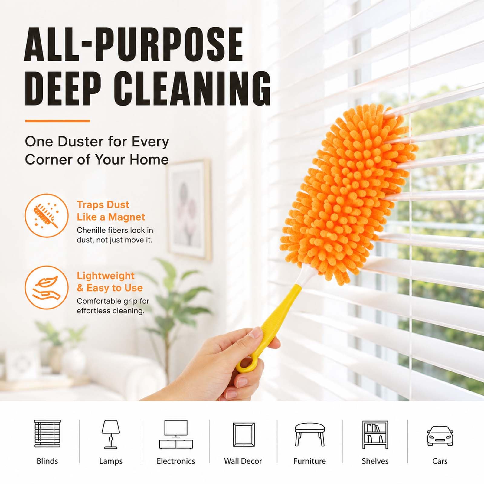 LOVECO 8 Pack Dusters for Swiffer - Reusable Duster Refill Compatible with Swiffer, 360 Heavy Duty Dusters Refills (Include 1 Handle & Laundry Bag)