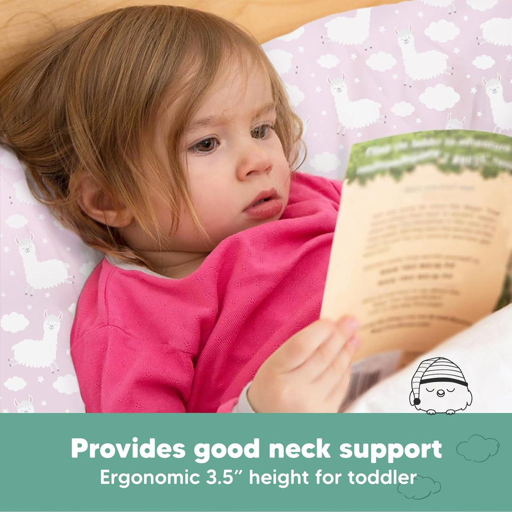 My Little Dreamy Toddler Pillow - 13x18 Organic Cotton Travel Pillowcase | Soft, Breathable & Machine Washable for Ages 2-5 (Alpacas)