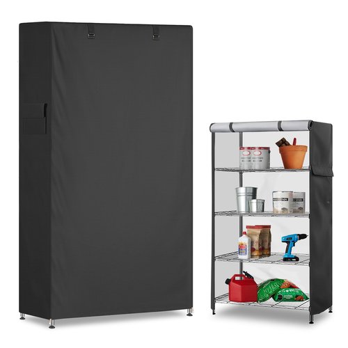 Dalema Storage Shelf Cover,Outdoor Heavy Duty 600D 48''W x 18''D x 82''H Dustproof Waterproof Shelf Covers for Wire Shelving,Storage Rack Cover with Zipper