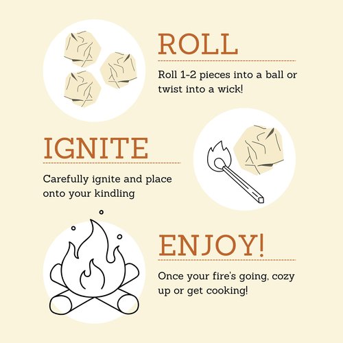 Bee's Wrap ReKindle Natural Fire Starters - 25 Fires - Made in USA Fire Starter from Organic Beeswax Wraps for Food - Safe for Indoor/Outdoor Use